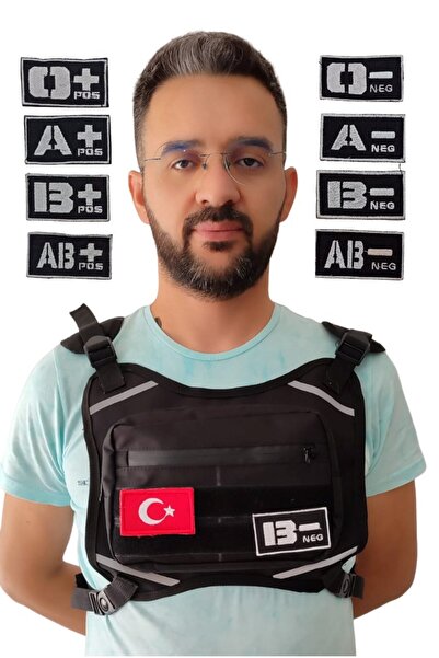 BALP Motorcu Göğüs Çantası Kırmızı Gri Reflektörlü Su Geçirmez Kan Grubu A Rh...