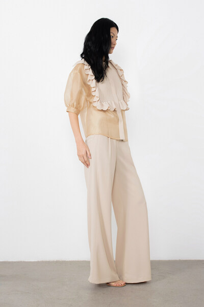 GİZİA Bulky Sleeve See-through Salmon Color Blouse