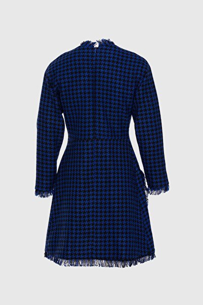 4G GIZIA Iki Cepli Kazayağı Desenli Tüvit Lacivert Elbise