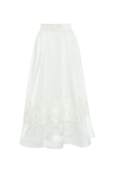 GİZİA Lace Detailed Organza Ecru Skirt