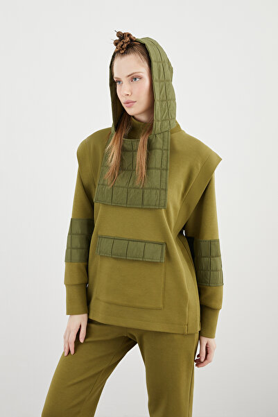 kı.we Beli Lastikli Pantolonlu Rahat Kesim Örme Haki Eşofman Takımı