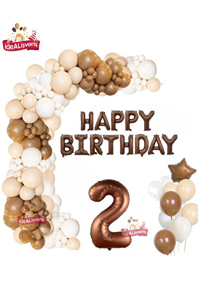 Bkmc Maro La mulți ani de 2 ani Balon din folie Cremă Alb Maro Concept Set de...