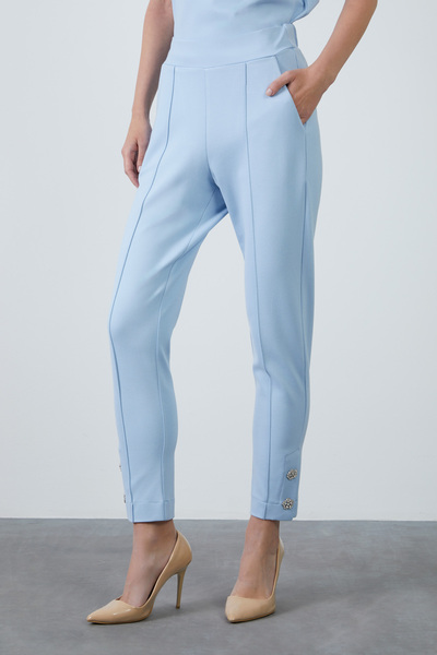 GIZIA SPORT Paçası Düğme Detaylı Beli Lastikli Mavi Eşofman