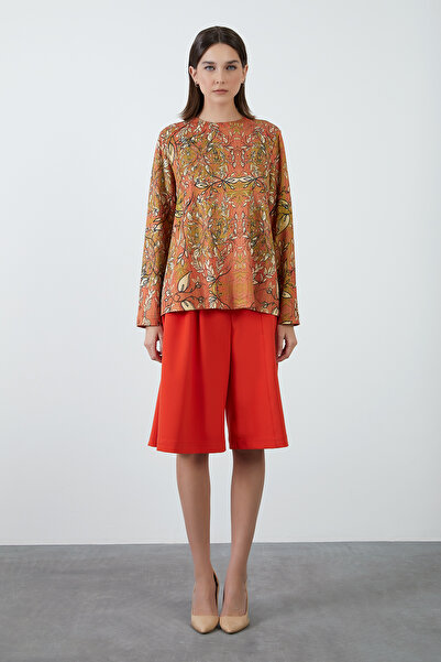 GİZİA Baskılı Ve Omuzda İşleme Detaylı Kırmızı Bluz