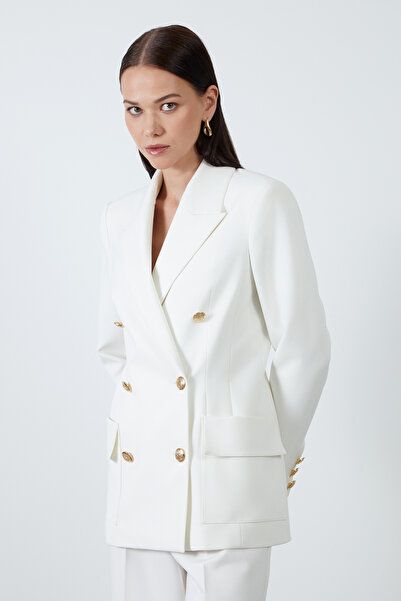 GİZİA Gold Düğme Detaylı Ekru Ceket
