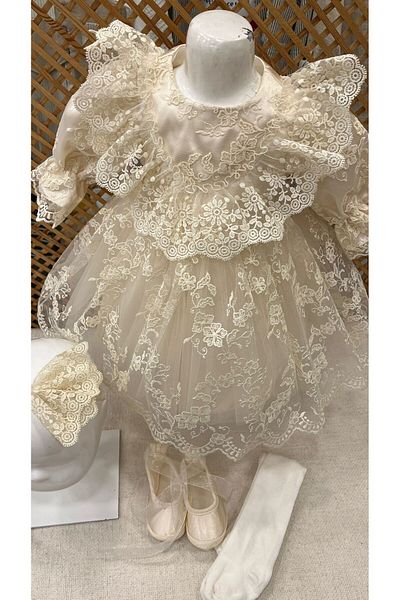 PARK BEBE baby girl 0/3-3/6 MONTHS ORCHIDE MEVLÜTLUK SET with lace detail