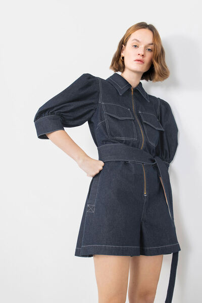 GİZİA Nakışlı Işleme Detaylı Kuşaklı Jean Tulum