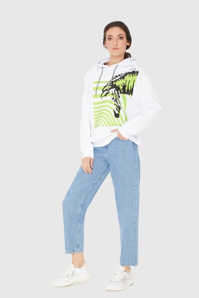 kı.we Baskılı Beyaz Sweatshirt