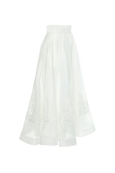 GİZİA Lace Detailed Organza Ecru Skirt