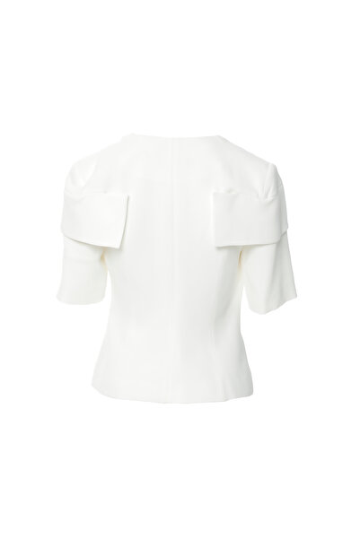 GİZİA Embroidered Ecru Jacket with Shoulder Detail and Cruise Closure