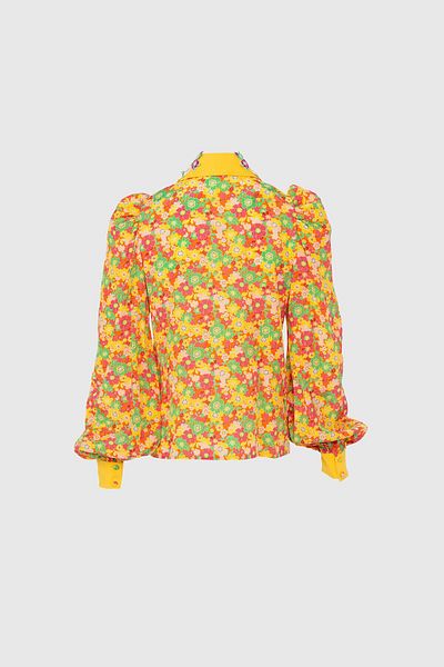 GİZİA Embroidered Collar Detailed Frosted Sleeve Orange Blouse