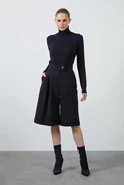 GİZİA Yüksek Bel Siyah Bermuda Şort