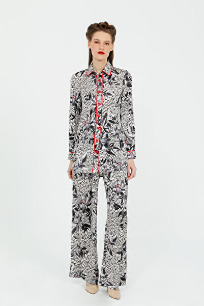 kı.we Gömlekli Rahat Kesim Bel Lastik Detaylı Siyah Pijama Takımı