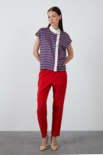 GİZİA Gold Düğme Detaylı Desenli Gömlek