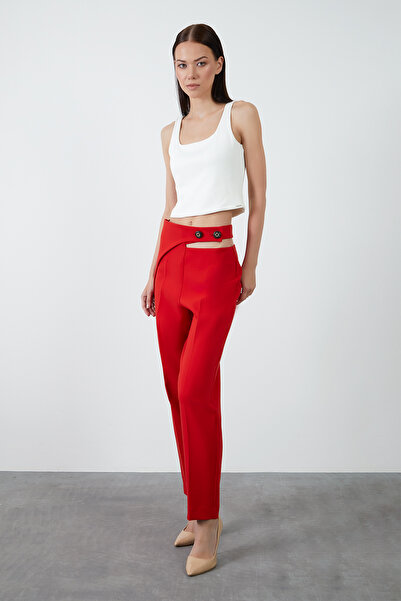 GİZİA Pencere Detaylı Kırmızı Havuç Pantolon