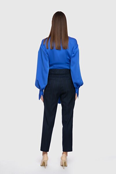 GİZİA Klasik Bilek Boy Düz Kesim Lacivert Pantolon