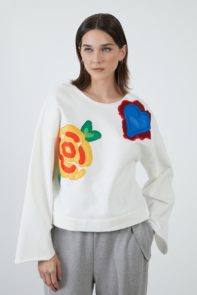 Manimani Aplike Nakış Detaylı Sweatshirt