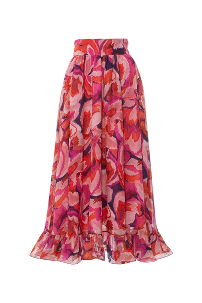 GİZİA Etek Ucu Volanlı Desenli Şifon Etek