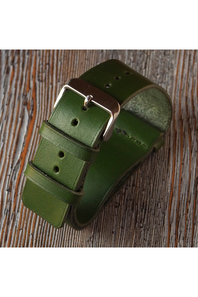 Ventum حرفة 20 مم نموذج الناتو أخضر، حبل مصنوع يدويًا من الجلد الطبيعي