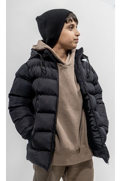 FineKids Boy's Coat - N1 Black Hooded Boy's Coat