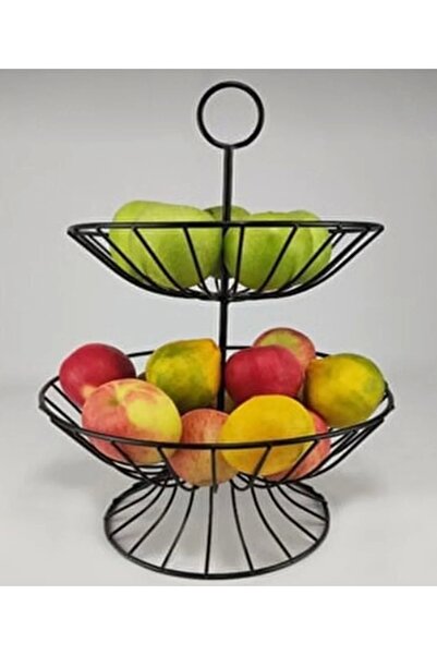 nilşah dekorasyon Nilşah Ferforje Siyah Iki Katlı Frezya Meyvelik