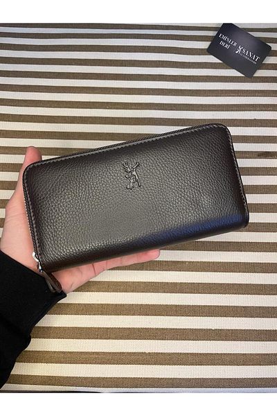 SANAT LEATHER SL-2155 double zipper 16 pcs card entrance compartment genuine leather UNISEX wallet ART LEATHER