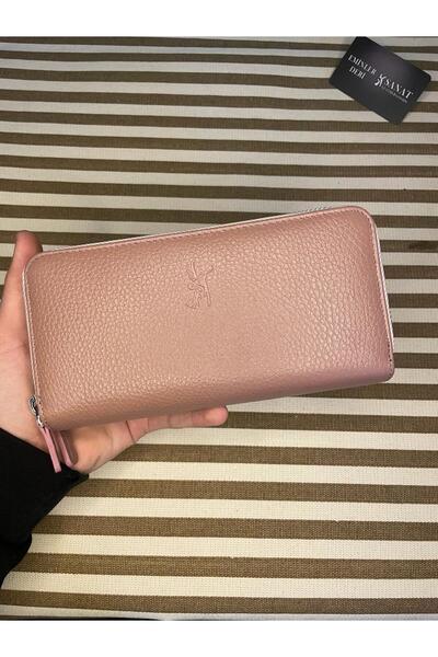 SANAT LEATHER SL-2155 çift fermuarlı 16 adet kart giriş bölmeli hakiki deri U...