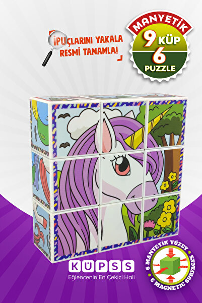 KÜPSS 6 Farklı Unicorn 3d Manyetik Puzzle Küp