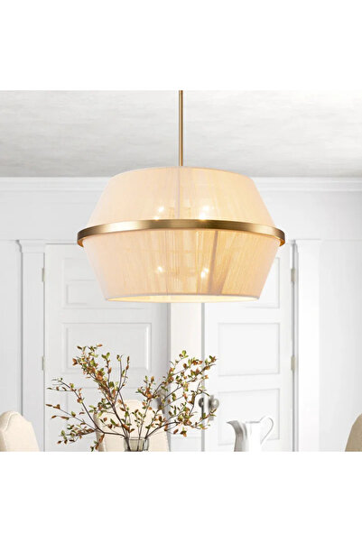 EACHTOME Bohem Sarkıt Avize Gold Şerit Detaylı, Jüt Avize, Doğal Avize, Hasır...