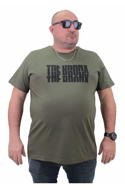 MocGrande Men's Large Size Crew Neck T-Shirt The Bronx 23174 HAKI