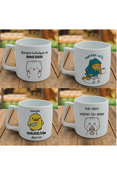 YG REKLAM Dörtlü Nescafe Latte Fincanı Kupa Bardak