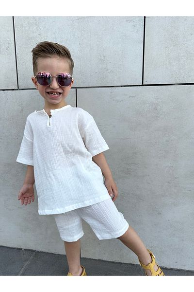 barin kids بدلة بوهيمية للأطفال مصنوعة من القطن بنسبة 100% للجنسين