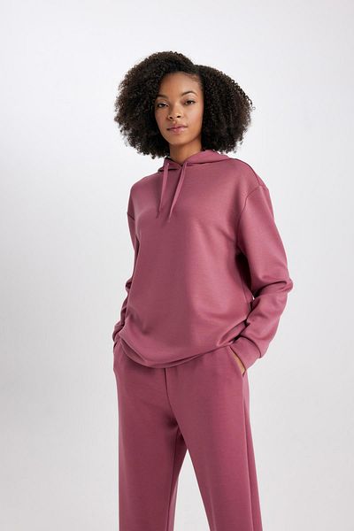 DeFacto DeFactoFit Standard Fit Kapuzensweatshirt mit Slogan-Aufdruck aus Taucherstoff