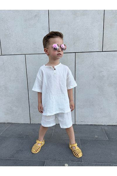 barin kids بدلة بوهيمية للأطفال مصنوعة من القطن بنسبة 100% للجنسين