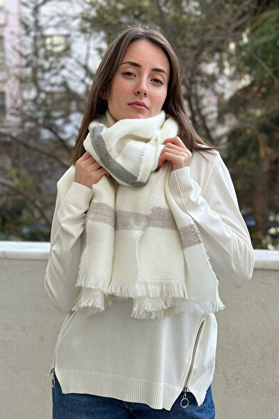 novon Plaid Thin Striped Puff Scarf