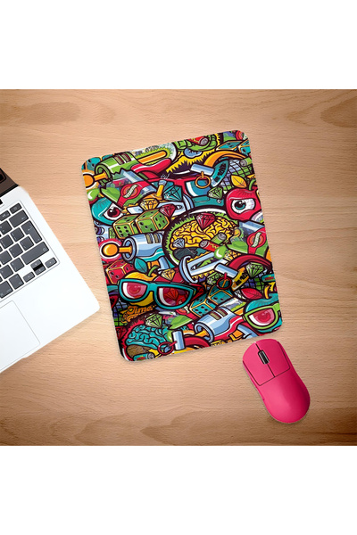 UcuruStore Πολύχρωμο Περίπλοκο Σχέδιο Οβάλ Επιφάνεια Ποντικιού με Στήριγμα Κα...