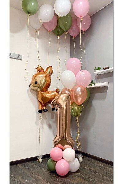 kidspartim Rose Gold Bir Yaş Ceylan Balon Seti 2