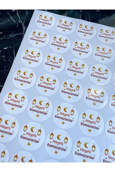 Hayal.kirtasiyesi Ramadan Sticker 40 Pieces 4 Cm Sticker Happy Ramadans Adhesive Sticker Opaque Gift Sticker