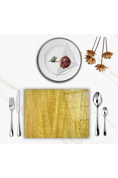 YNSS Special Design Glass Printed Gold Patterned Glass Plate Set 2 Pieces