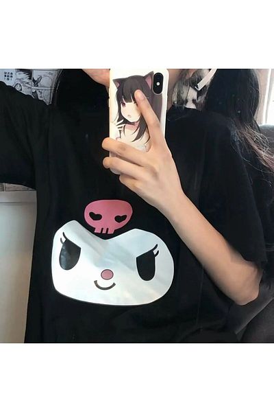 Gofeel Harajuku Kuromi Printed Oversize Unisex T-shirt