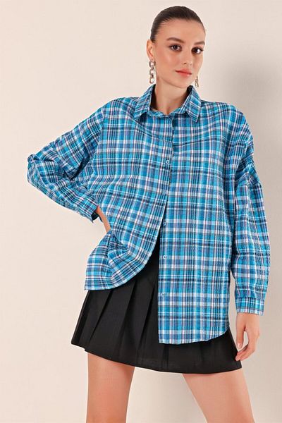 Modayakamoz Cămașă de bază lungă oversize 3900 - C.Blue