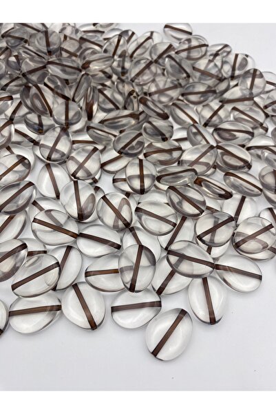 Hedef Bijuteri 100 جرام من خرز اللوز المسطح الشفاف المخطط باللون البني، خرزة ...