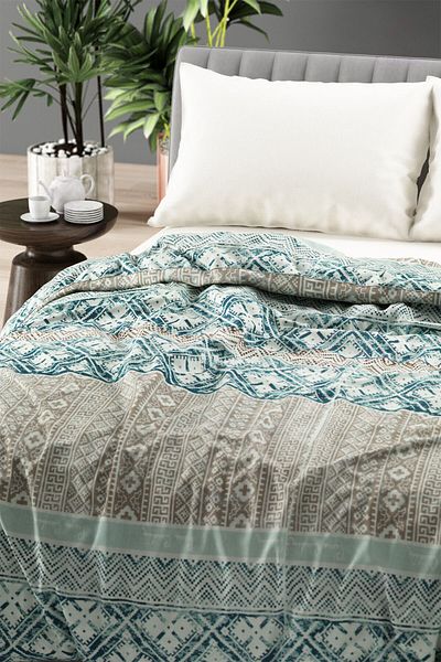 Canisa Atlas Series Ethnic Patterned 100% Cotton Elastic Double Duvet Cover Set with Sheets