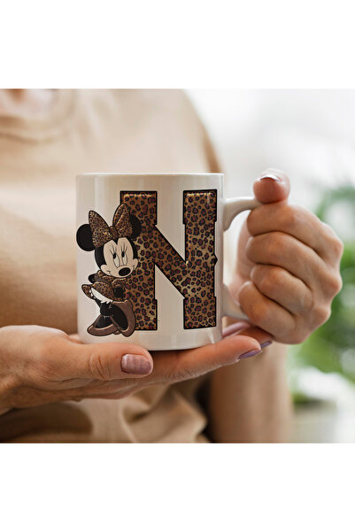 HobiShop Mickey Mouse Minnie Temalı N harfli Kupa Bardak