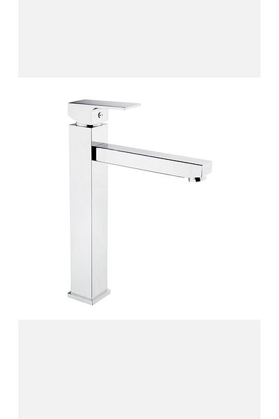 İSAOĞLU YAPI Bowl Sink Faucet Square Design Bowl Fixture High Model Bowl Compatible Silver Silver