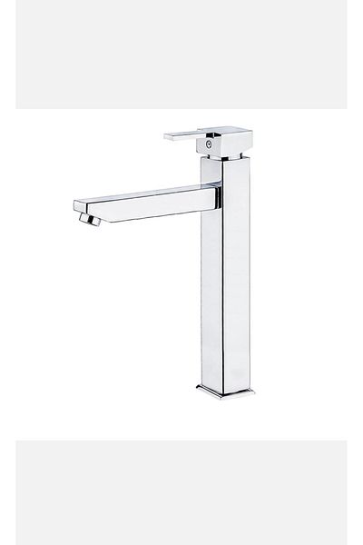 İSAOĞLU YAPI Bowl Sink Faucet Square Design Bowl Fixture High Model Bowl Compatible Silver Silver