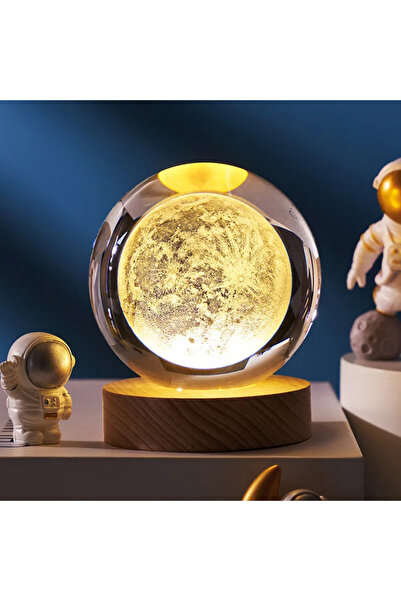 Genel Markalar Ay Dolunay Cam Küre Işıklı Dekoratif USB'li Küre