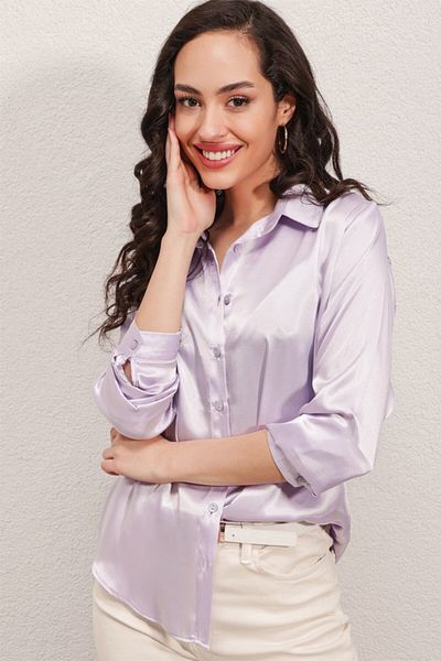 JANES 3964 Cămașă ușoară din satin - B.Lila