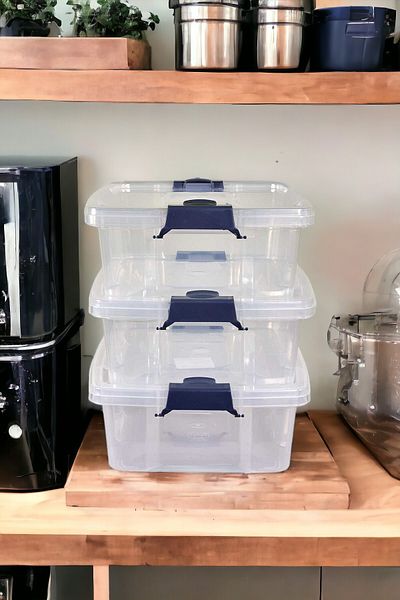 QUTU Q-lear Box 3.5 L Locked Transparent Storage Box Set - 3 Pieces