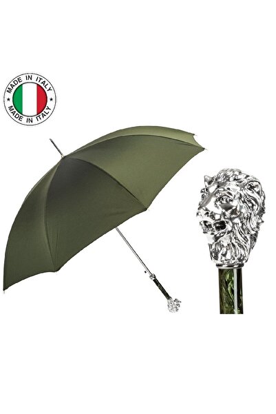 PASOTTI Silver Aslan Figürlü Haki Çizgili Lüks Şemsiye H: 95 Cm - Ø 110 Cm